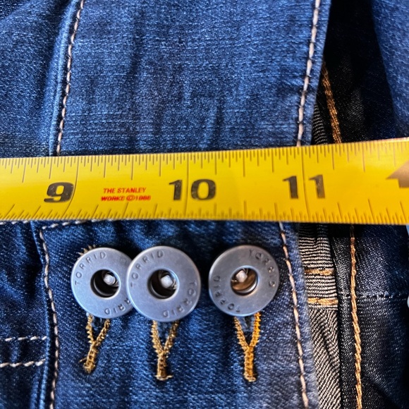 Torrid Denim Plus Size Indigo High Rise Tripe Button Front Denim Jean Jegging 18 - Picture 14 of 16